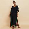 Black Beach Kaftans Color Block Women Maxi Dresses Summer Holiday Bathing Suits Factory Supply