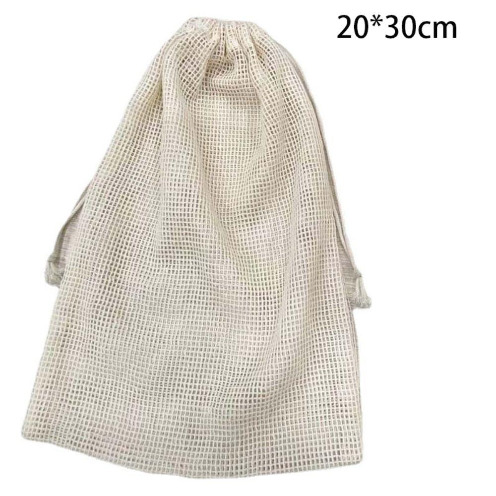 Reusable Cotton Mesh Bag Light Weight Drawstring Bag New Mesh Shopping Bag