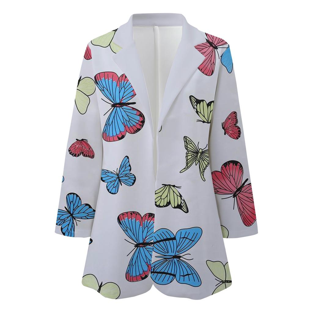 Женский модный повседневный костюм с принтом, свободный удобный кардиган с длинным рукавом, пальто