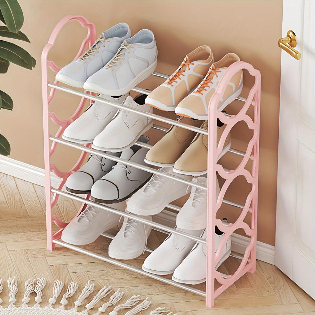 Four-Layer Lace Shoe Rack Door Dust-Proof Storage Rack Multi-Layer Shoe Cabinet Rack Space-Saving Multi-Functional Shoe Cabinet