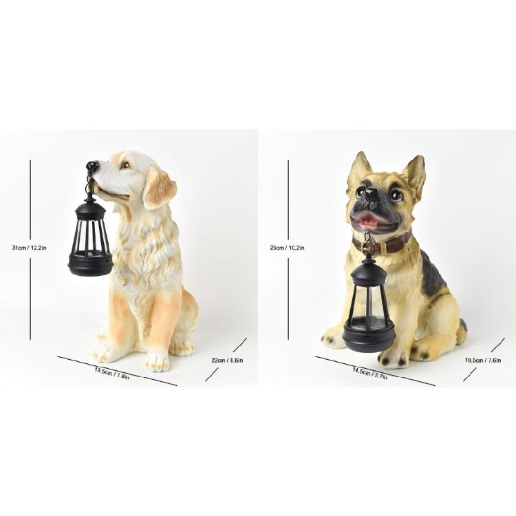 Outdoor Decors Garden Statue Cute Dog Figurine with Solar Light Waterproof Sculpture Gift for Patio Yard Porch