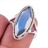 Ювелирное кольцо из натурального лабрадорита ручной работы из цельного серебра 925 пробы, размер 6 j4K55