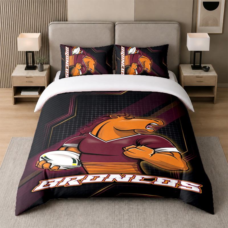 3 шт. Комплект постельного белья Brisbane Broncos Мягкая простыня и две наволочки Декор для спальни дома
