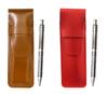 Тонкий пенал из коровьей кожи красно-коричневый набор NQ30 металлическая шариковая ручка с прямым нажимным механизмом с толстым стержнем виноградный ASCR-NQ30B-V