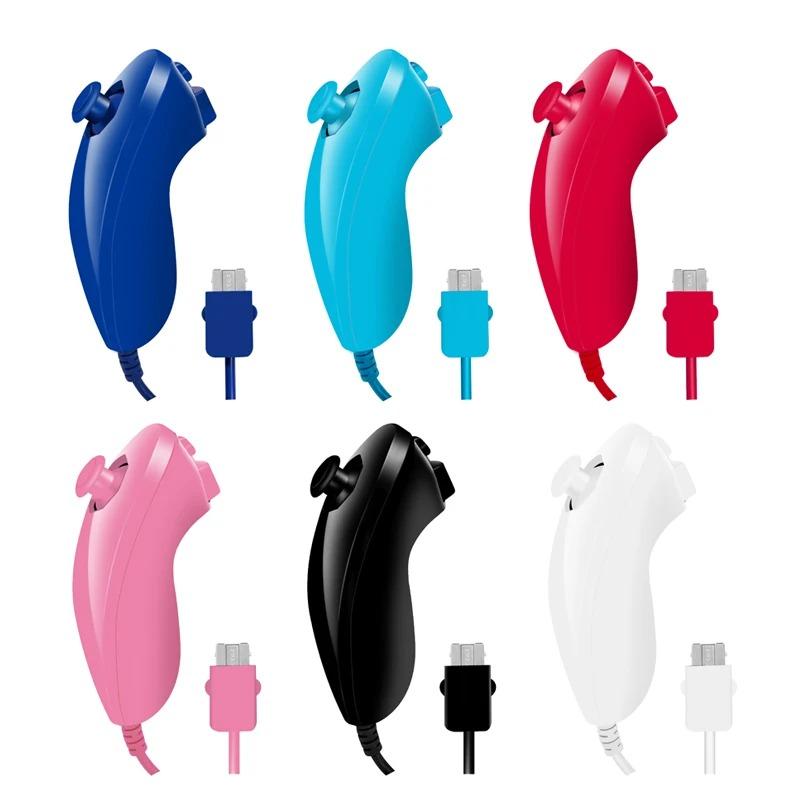Беспроводной комплект контроллеров для Wii/Wii U – Левый джойстик Nunchuk / Правый пульт с вибрацией в силиконовом чехле и ремешком на запястье