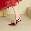 34-42 Французский темперамент пустые босоножки на высоком каблуке женские лето 2025 новые с мелким вырезом острый носок шпилька высокий каблук женские