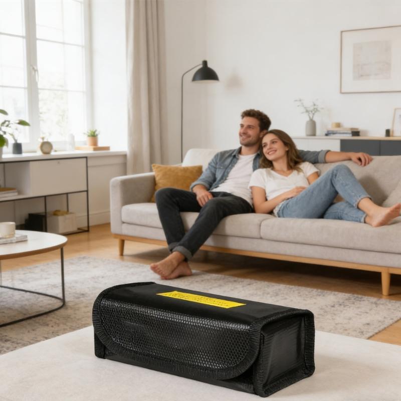 Огнестойкий чехол для хранения power bank (аккумуляторов) для перезаряжаемых элементов с металлическим слоем и прочной усиленной конструкцией