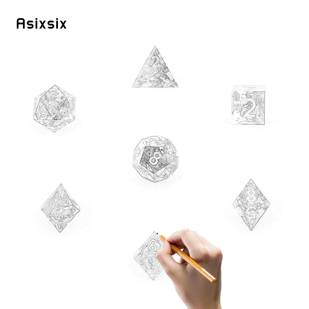 7 Pcs Blue Golden Number Sharp Edge Resin Dice Polyhedral Dice Suitable for Role-Playing RPG Board Game