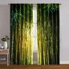 2pcs, Creative Curtains Bamboo Forest Under the Sun Machine Washable Fabric (without Rod) Decorations Outdoor Ldeal for Bedroom,