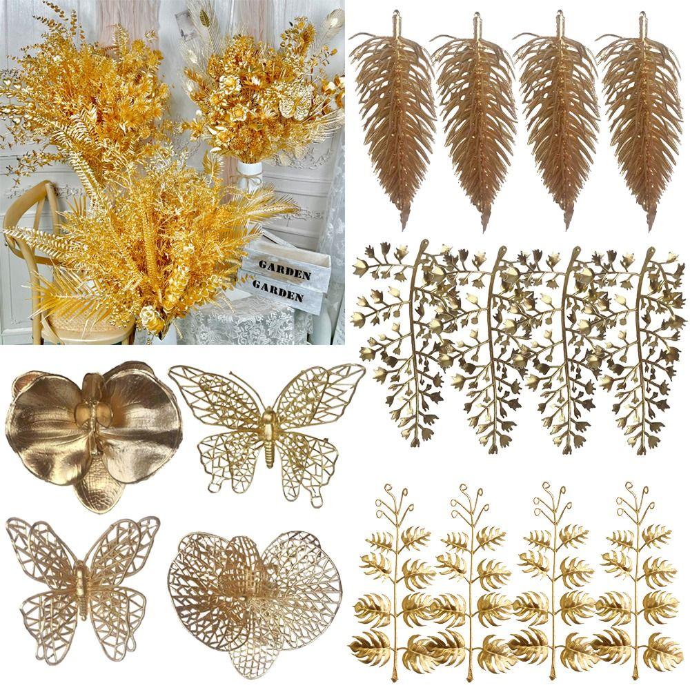 20pcs Moth Orchid Simulation Orchild Flower Heads Butterfly Fake Flowers Leaves Home Decoration