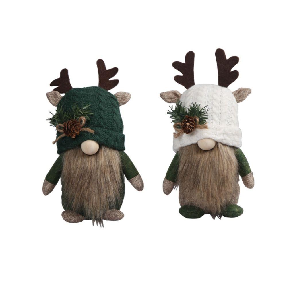 Reusable Antlers Knitted Doll Cute Christmas Dwarf Doll Creative Forest Faceless Doll  Friends