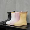 Rain Shoes Women's New Medium Tube Waterproof and Non-slip Water Shoes Fleece Fashion Outer Wear Rain Boots Soft-soled Rubber Shoes