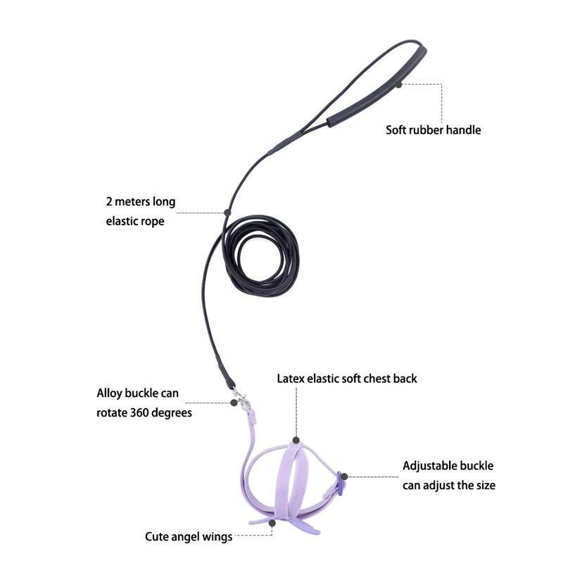 Parrot Harness and Leash Set Adjustable Outdoor Flying Training Rope with Wing for Small Medium Birds Cockatiel, Macaw, Budgie