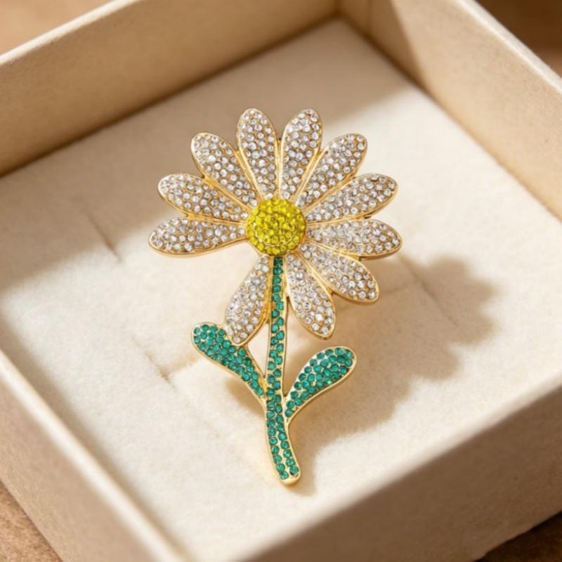 Decorative Rhinestone Flower Brooch for Women Girls Fancy Detail for Every Outfit