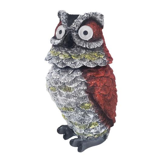 Статуя совы, ночник, реалистичная садовая статуя совы со светящимися глазами на солнечной энергии, скульптура совы из смолы, украшение для крыльца, патио, лужайки