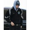 Mens Cotton Casual Zip-Up Hoodie Jacket Pants Set - American Streetwear Style Contrast Patch Embroidery Fall Outfit