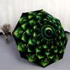 1pc Mandala Green Pattern Automatic Folding Umbrella Durable Iron Frame,All Seasons Home Travel Outdoor Multifunctional Umbrella yy251115085