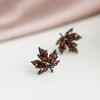 925 Sterling Silver Autumn Maple Leaf Retro Zircon Temperament Earrings Light Luxury Style Earrings Retro Earrings INS Style Earrings