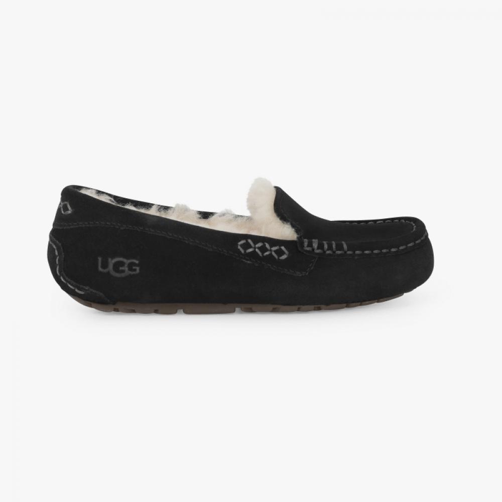 UGG 1106878 Blk Ansley Черные мокасины на плоской подошве