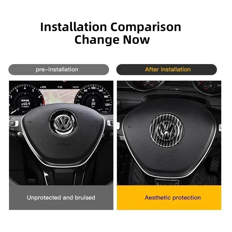 OBTLU1 Car Steering Wheel Logo Decoration Sticker Accessories For VW Tiguan Arteon Taigo Caddy CC e-up! Golf Polo Amarok Transporter