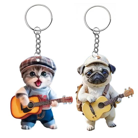 1/2 шт. гитара кошка акриловое подвесное украшение 2D плоский мультяшный пес рюкзак сумочка подвесное украшение брелок кулон