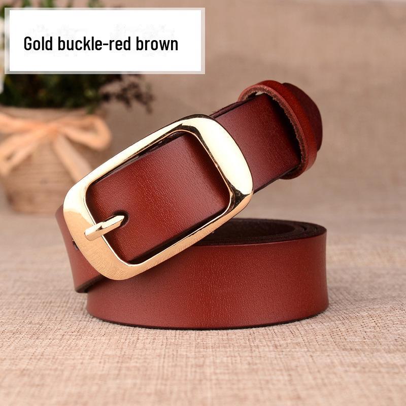 Women's Genuine Leather Korean Style Belt with Pin Buckle - Fashionable Cowhide Accessory