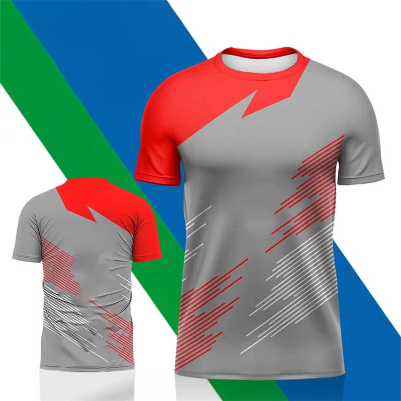Simple Contrast Color Sports T Shirts For Men Summer Fashion Quick Dry 3D Printed Fitness T-shirts Loose Breathable Tees Tops