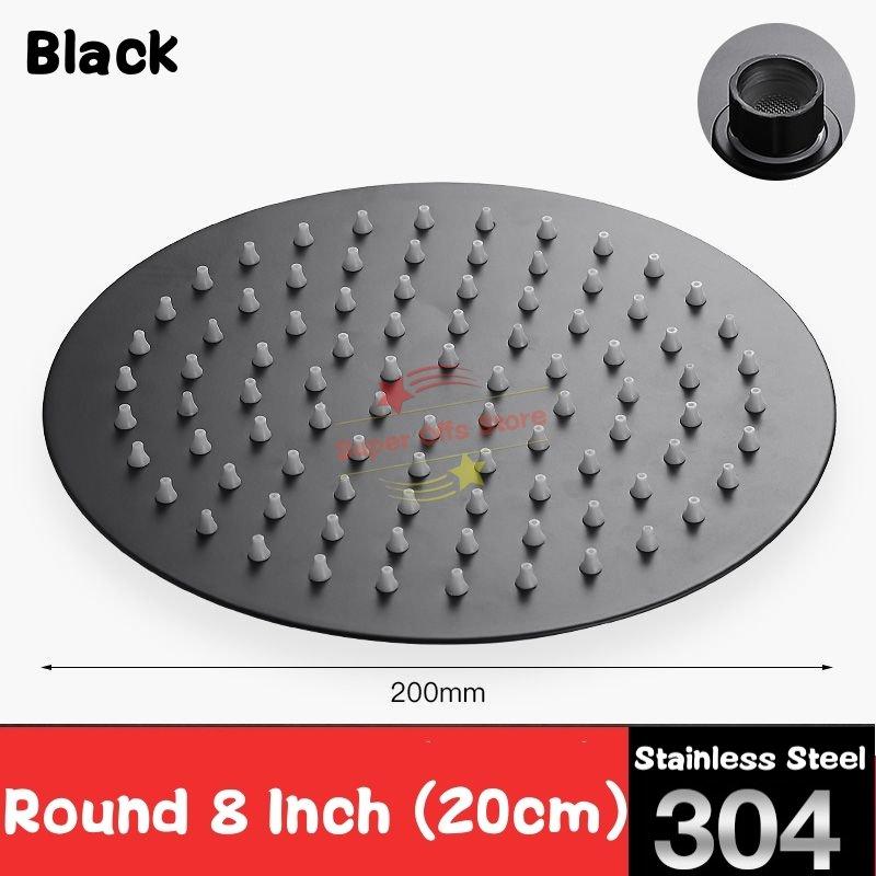 Round & Square Stainless Steel Ultra-thin Showerheads 12/10/8/6/4 Inch Rainfall Shower Head Rain Shower Chrome Finish