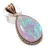 Pink Triplet Opal Gemstone Handmade Copper Jewelry Pendant 2.25" Q0p38