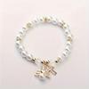 Elegant Ladies Key Ring with Imitation Pearls Beads Cross & Angel Wing Charms Lobster Clasp Christmas Festival Fashion Accessory