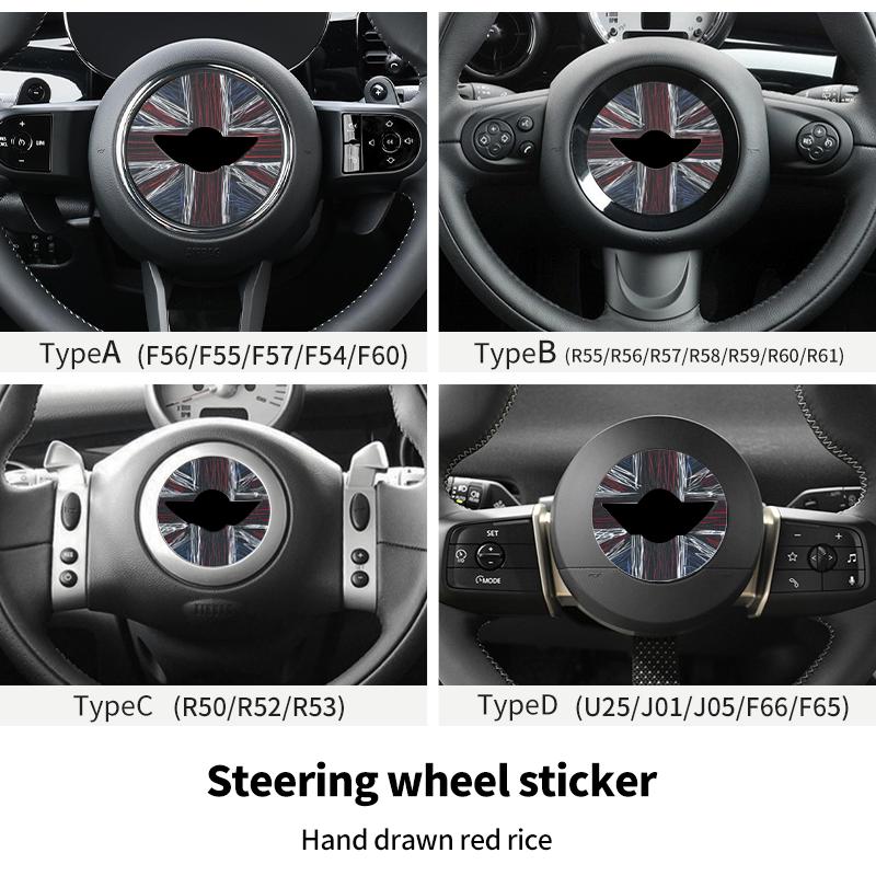 Car Steering Wheel Sticker For Mini Cooper F56 F55 F60 R56 R60 F65 U25 Countryman PU Leather Stickers Interior Car Accessories