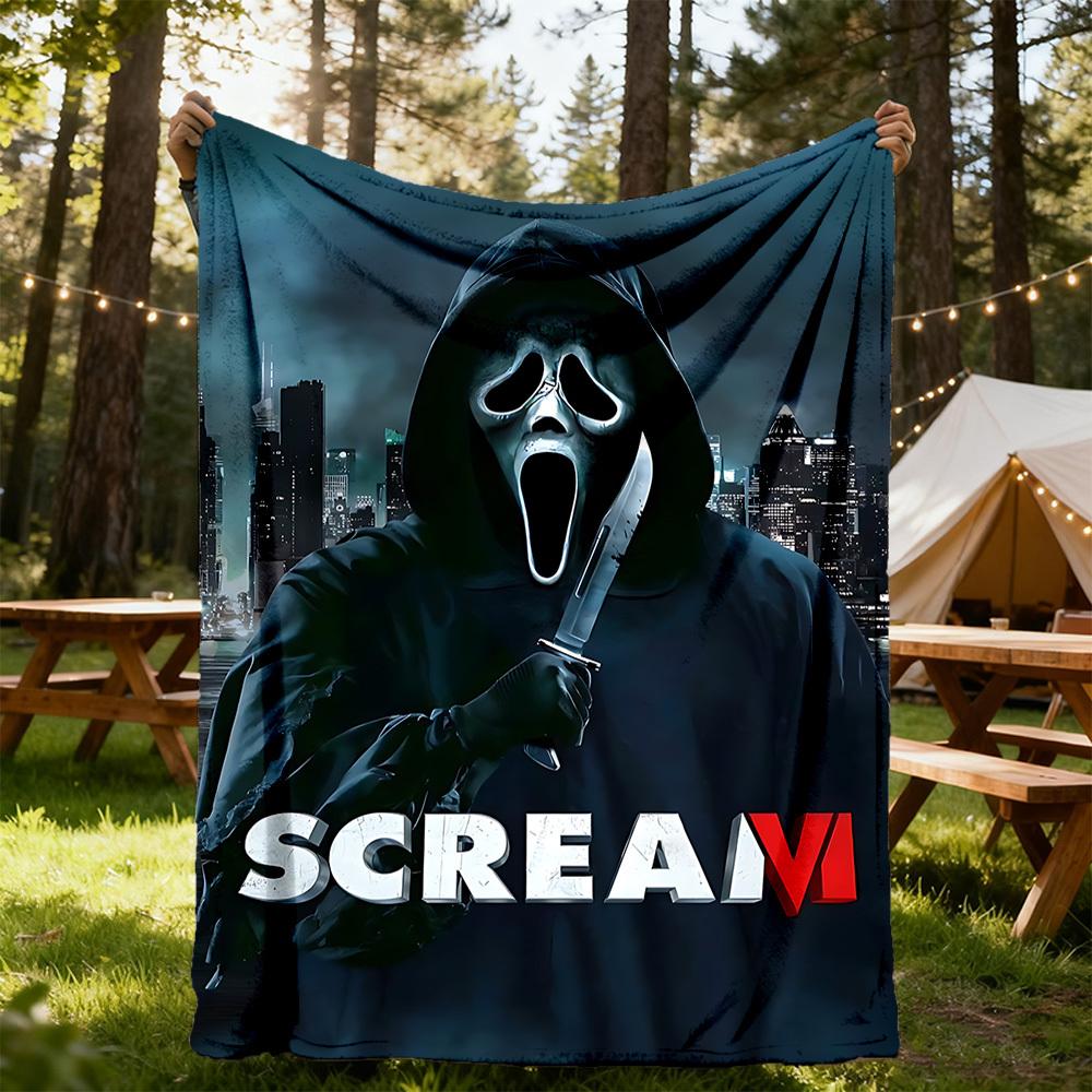 1 шт. Плед ScreamHorror для улицы, легкий фланелевый, мягкий и теплый, для использования в любое время года, для дивана, улицы, кемпинга, гостиной, офиса, кресла