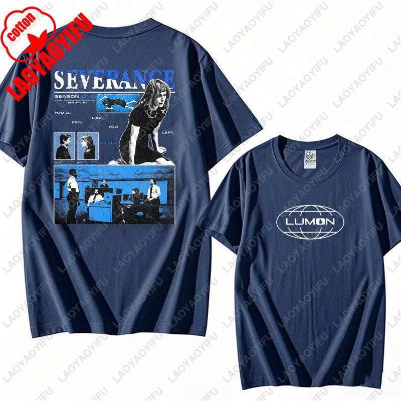 Винтажная футболка Lumon Macrodata Refinement Severance, Ретро футболка Severance TV Show, Хлопковая футболка, Летний ретро тренд, Крутые футболки унисекс