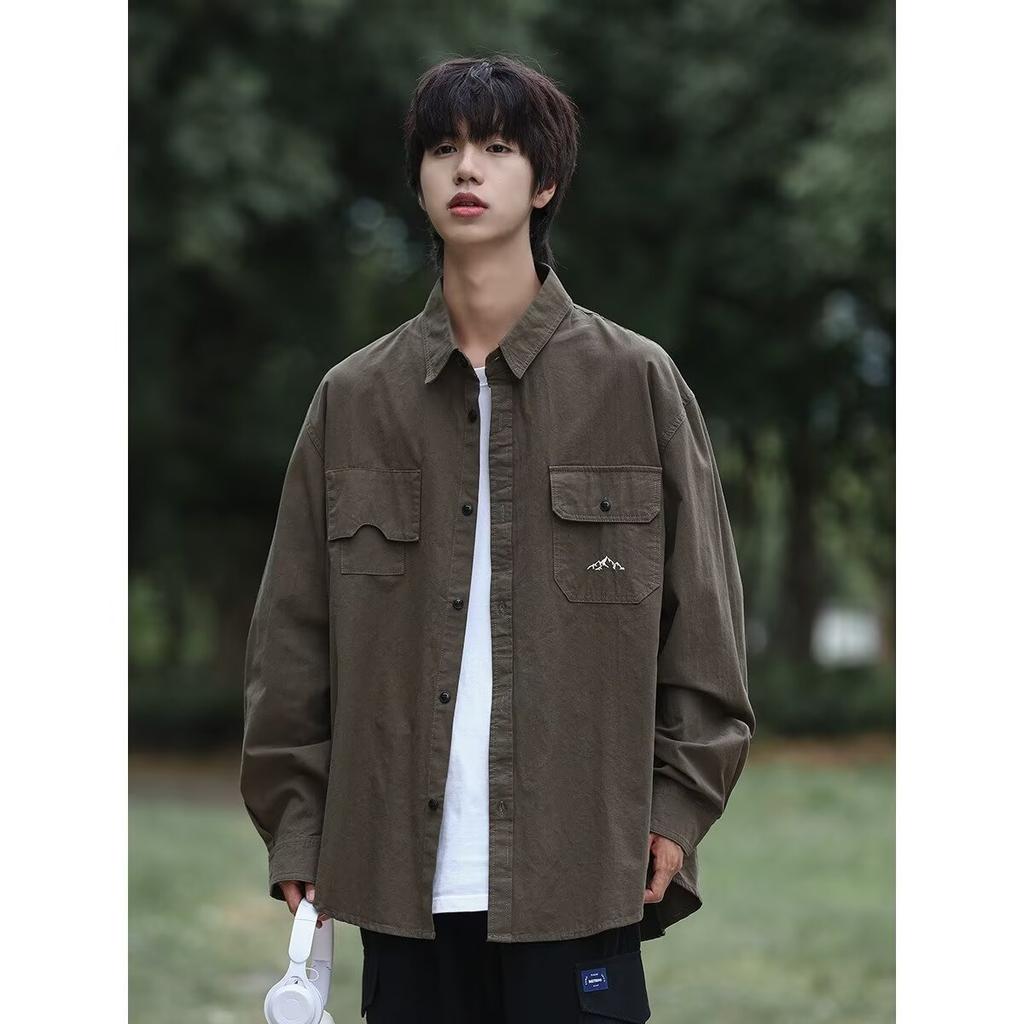 Spring New Hong Kong Style Trendy Retro Casual Long-Sleeved Shirt Men's Loose All-Matching Fashion Brand Japanese Style Shirt Men's and Women's
