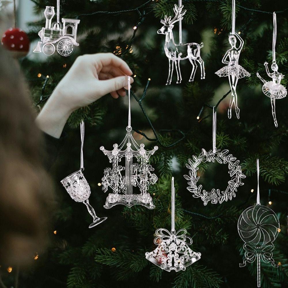 Акрил Акриловые Рождественские Подвески Прозрачные Прозрачные Имитация Кристалла Подвесная Подвеска Прозрачные Украшения на Елку