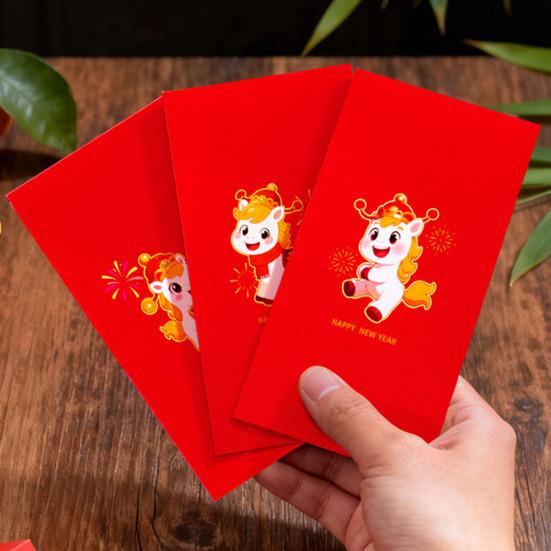 Red Envelope 2026 Zodiac Horse Pattern Traditional Chinese New Year Red Packet Paper Blessing Money Bag for Weddings Birthdays Festival Gifts