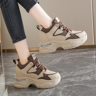 Модные женские кроссовки Модные женские кроссовки на платформе На шнуровке Толстая подошва Вулканизированная обувь Женские Весенне-осенние Дышащие кроссовки для бега