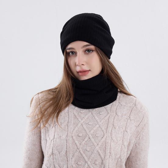 Yousheng 3 Pcs/Set Unisex Winter Hat Scarf Gloves Set Thick Knitted Ear Protection Cap Gloves Stretchy Windproof Winter Outdoor Cycling Dome Beanie