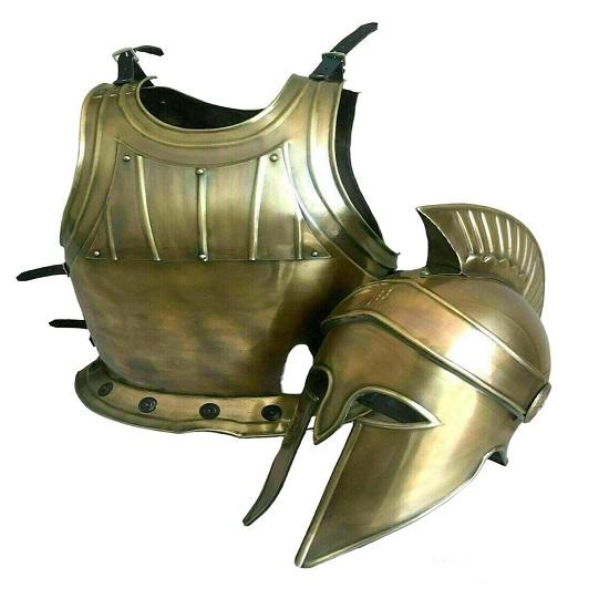 Средневековая куртка Chest Muscle, куртка для костюма, греческий коринфский шлем, комплект нагрудника и шлема, куртка-доспех, шлем на Хэллоуин