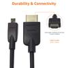 Кабель AmazonBasics Micro HDMI-HDMI, совместимый с Ethernet, 3D 4K HDR ARC, черный (4K@60Гц, 18Гбит/с) 1.8м