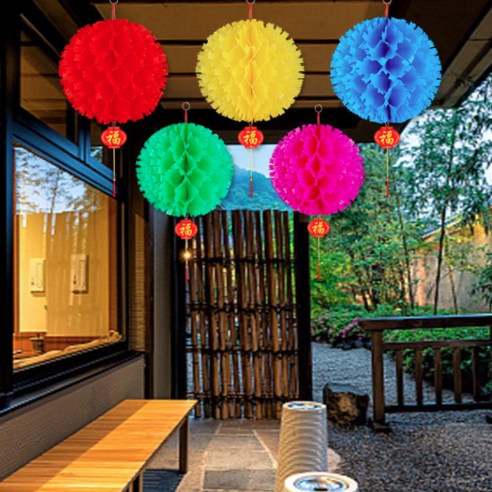 10PCS Waterproof Paper Lantern Ball Jagged Edges Spring Festival Pendant  Chinatown