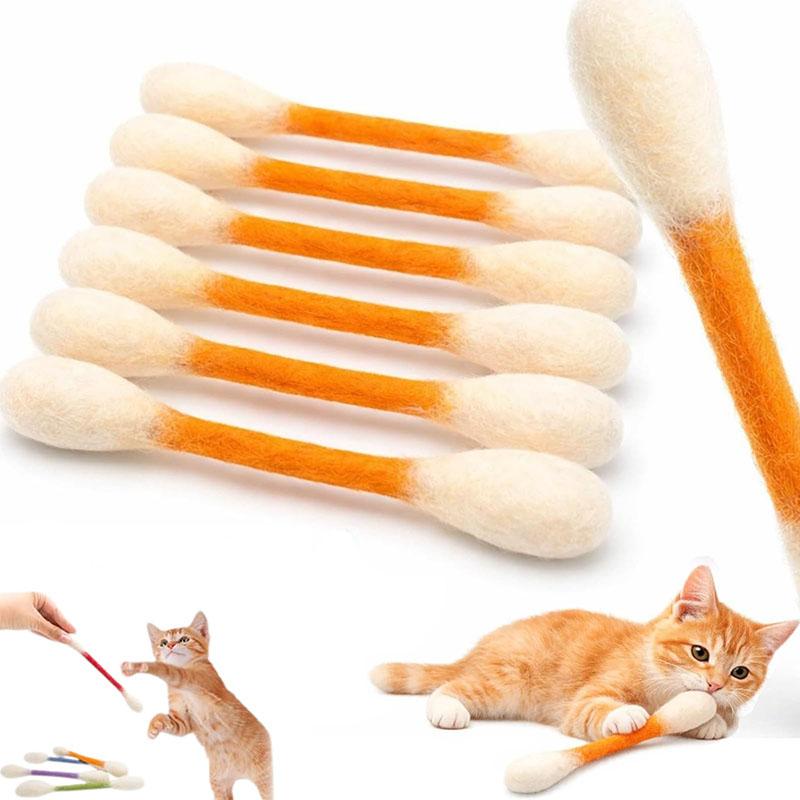 6-pack Cotton Swab Design Including Catnip Giant Chew Stick Cat Toy Interactive Felt Toy For Cats And Pets Gift Acssory