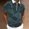 Men's Shirt Polo Casual Zip Short Sleeve Fashion Casual Zipper Summer Spring Regular Fit 3D Print Shirt