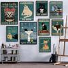 Funny Animal Wall Art Canvas Painting Fancy Sweet Cat Canvas Art Poster and Prints for Bathroom Living Room Home Decor Pictures