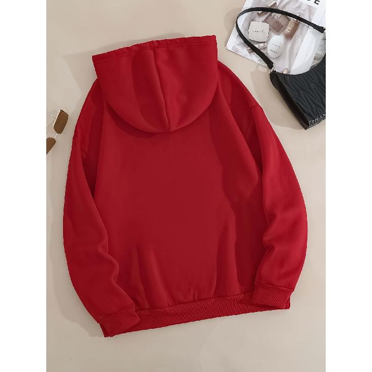 Women's Casual Christmas Letter Print Hoodie with Kangaroo Pocket & Drawstring, Long Sleeve, Autumn/Winter Style