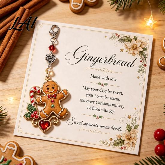 Christmas Themed Bag Tag Keychain with Blessing Greeting Card Vintage Metal Tree Pendant Charm Pendant Holiday Accessory Meaningful Gift