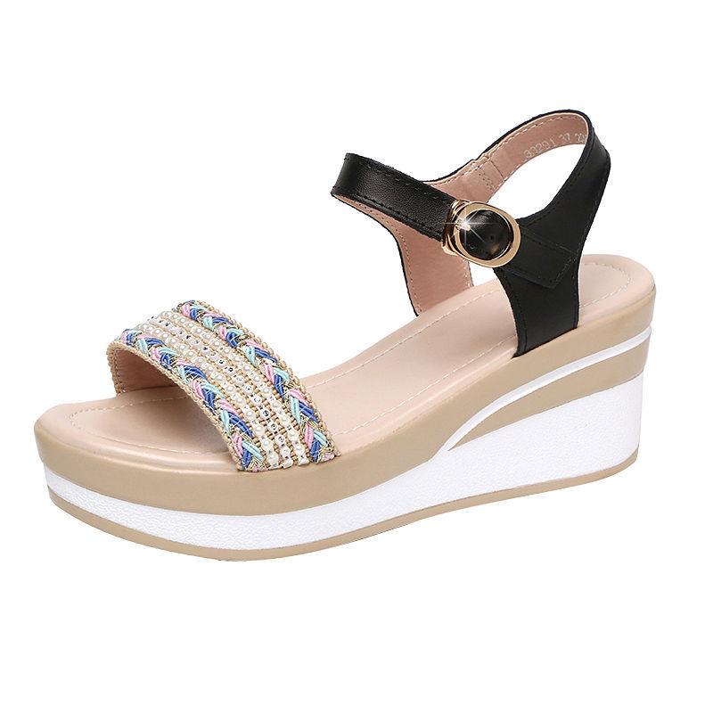 Ladies Shoes Wedges Heel Footwear Wedge with Platform Waterproof Summer  Rhinestones Sandals for Women Outdoor Pumps Diamond
