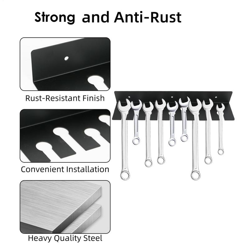 Wrench Organizer Wall Mount Wrench Organizer Hand Tool Holder Rail Rack Storage Holder Garage Workshop Hardware Tool Hanger