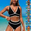 Women's Solid Swimwear Sense Bikini With Chest Pad No Steel Bra Swimwear