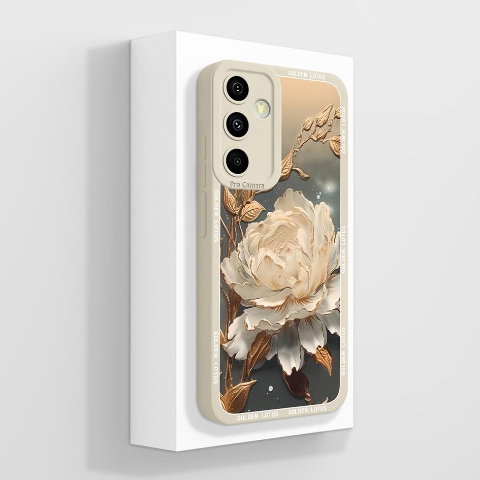 Мягкие чехлы для Samsung A55 C55 M55 A35 M35 F14 F15 Shell Pretty Sunflowers Golden Lotus Тонкий силиконовый легкий защитный корпус для Samsung Capas
